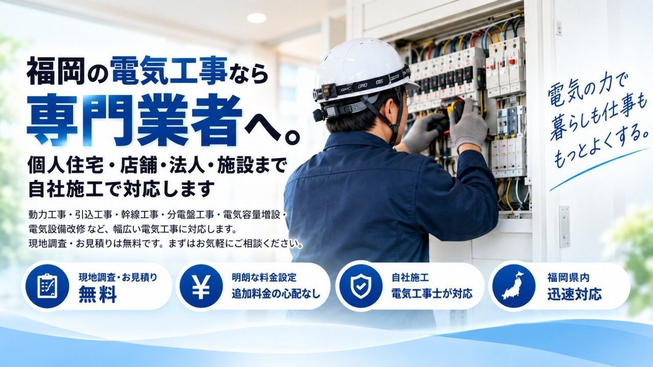福岡で分電盤・電気設備を施工する電気工事士